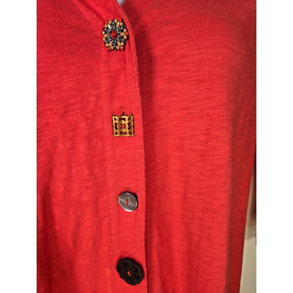 Soft Surroundings Danielle LG Terra Cotta Button Front Asymmetrical Cotton Tunic - Picture 7 of 13